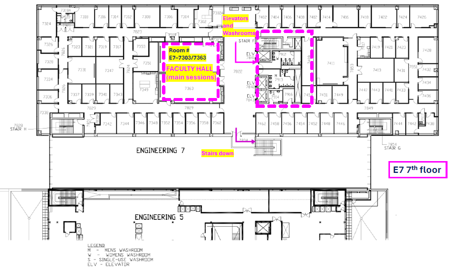 Floor map of the 7th floor of the Engineering 7 building